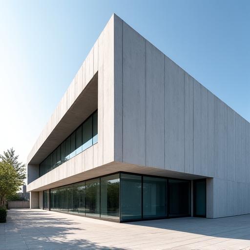 Sleek, minimalist facade of a modern art museum in Japan.